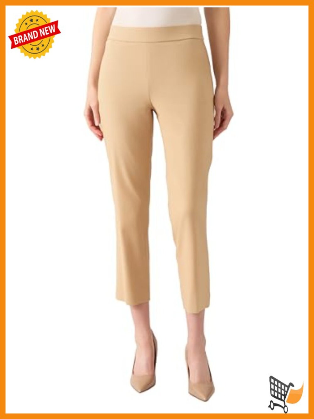 Stretch Twill Flat Front Slim Cropped Work Pants
